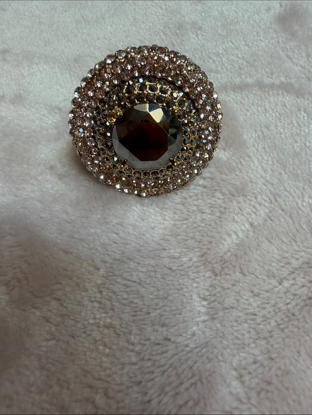 Gold-Tone Blush Crystal Dome Cocktail Ring